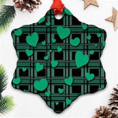 Green Love Ornament (snowflake)  by Valentinaart