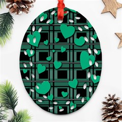 Green Love Oval Filigree Ornament (2-side)  by Valentinaart