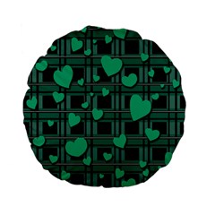 Green Love Standard 15  Premium Flano Round Cushions by Valentinaart