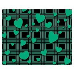 Green Love Double Sided Flano Blanket (medium)  by Valentinaart