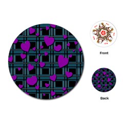 Purple Love Playing Cards (round)  by Valentinaart