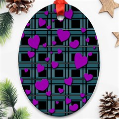 Purple Love Oval Ornament (two Sides)