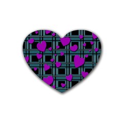 Purple Love Heart Coaster (4 Pack)  by Valentinaart