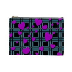 Purple Love Cosmetic Bag (large)  by Valentinaart