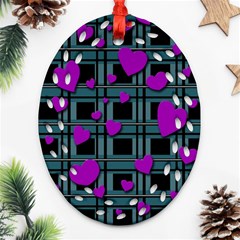 Purple Love Oval Filigree Ornament (2-side)  by Valentinaart