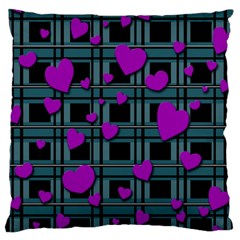 Purple Love Large Cushion Case (two Sides) by Valentinaart