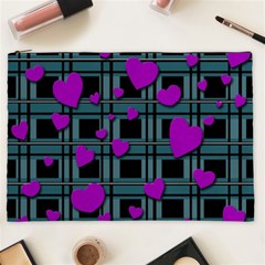 Purple Love Cosmetic Bag (xxl)  by Valentinaart