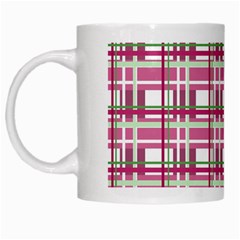 Pink Plaid Pattern White Mugs by Valentinaart