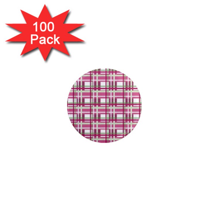 Pink plaid pattern 1  Mini Magnets (100 pack) 