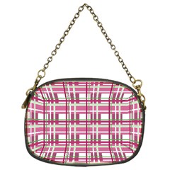 Pink Plaid Pattern Chain Purses (one Side)  by Valentinaart