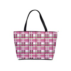 Pink Plaid Pattern Shoulder Handbags by Valentinaart