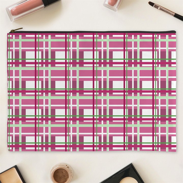 Pink plaid pattern Cosmetic Bag (XXXL) 