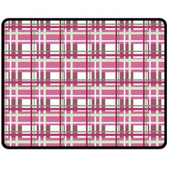 Pink Plaid Pattern Double Sided Fleece Blanket (medium)  by Valentinaart