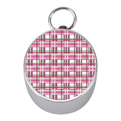 Pink Plaid Pattern Mini Silver Compasses by Valentinaart