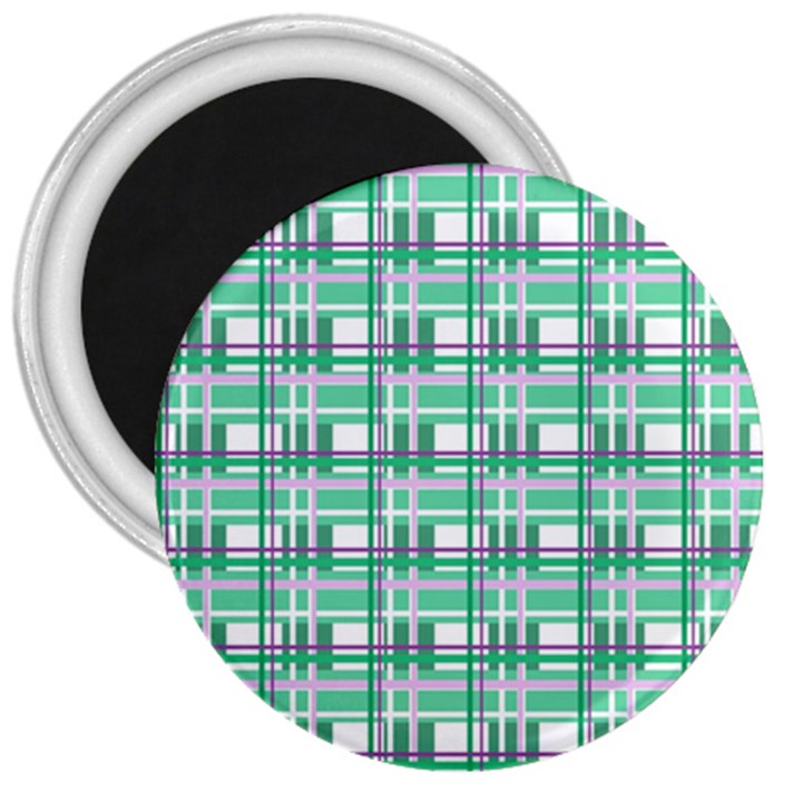 Green plaid pattern 3  Magnets