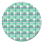 Green plaid pattern Magnet 5  (Round) Front