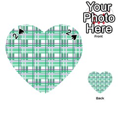 Green Plaid Pattern Playing Cards 54 (heart)  by Valentinaart