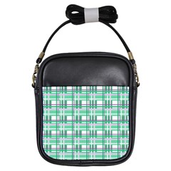 Green plaid pattern Girls Sling Bags