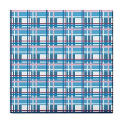 Blue Plaid Pattern Tile Coasters by Valentinaart