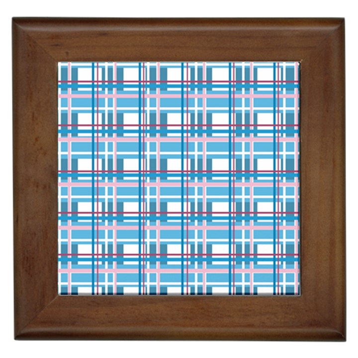 Blue plaid pattern Framed Tiles