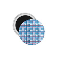 Blue Plaid Pattern 1 75  Magnets by Valentinaart