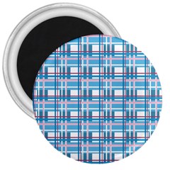 Blue Plaid Pattern 3  Magnets by Valentinaart