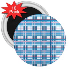 Blue Plaid Pattern 3  Magnets (10 Pack)  by Valentinaart