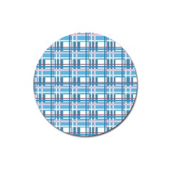 Blue Plaid Pattern Magnet 3  (round) by Valentinaart