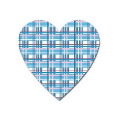 Blue Plaid Pattern Heart Magnet by Valentinaart