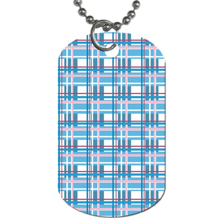 Blue plaid pattern Dog Tag (Two Sides)