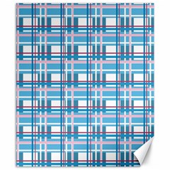 Blue Plaid Pattern Canvas 8  X 10  by Valentinaart