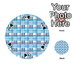 Blue Plaid Pattern Playing Cards 54 (round) 