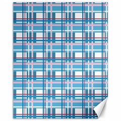 Blue Plaid Pattern Canvas 11  X 14   by Valentinaart