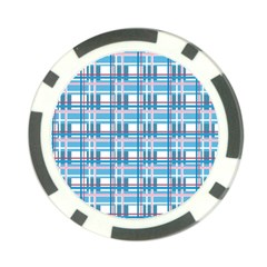 Blue Plaid Pattern Poker Chip Card Guards by Valentinaart