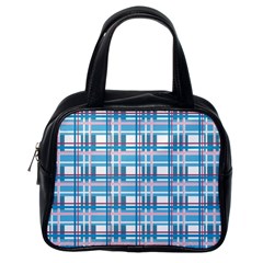 Blue Plaid Pattern Classic Handbags (one Side) by Valentinaart