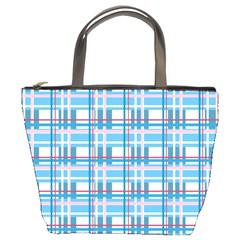 Blue Plaid Pattern Bucket Bags by Valentinaart