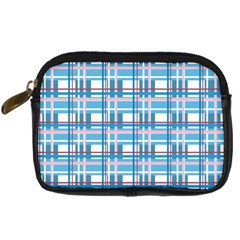 Blue Plaid Pattern Digital Camera Cases by Valentinaart