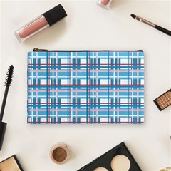 Blue Plaid Pattern Cosmetic Bag (medium)  by Valentinaart