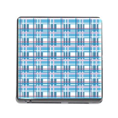 Blue Plaid Pattern Memory Card Reader (square) by Valentinaart