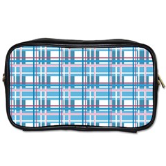 Blue Plaid Pattern Toiletries Bags 2-side by Valentinaart