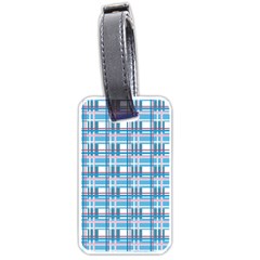 Blue Plaid Pattern Luggage Tags (one Side)  by Valentinaart