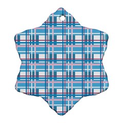 Blue Plaid Pattern Snowflake Ornament (2-side) by Valentinaart