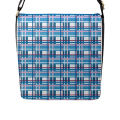 Blue Plaid Pattern Flap Messenger Bag (l)  by Valentinaart