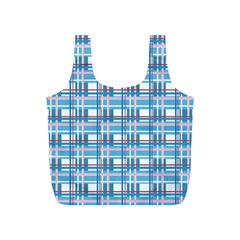 Blue Plaid Pattern Full Print Recycle Bags (s)  by Valentinaart