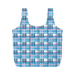 Blue Plaid Pattern Full Print Recycle Bags (m)  by Valentinaart