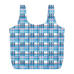 Blue Plaid Pattern Full Print Recycle Bags (l)  by Valentinaart