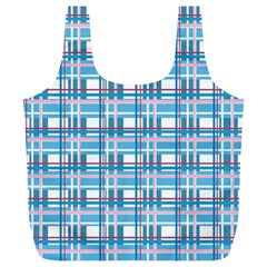 Blue Plaid Pattern Full Print Recycle Bags (l)  by Valentinaart