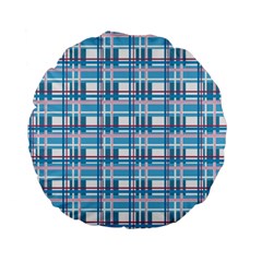 Blue Plaid Pattern Standard 15  Premium Flano Round Cushions by Valentinaart