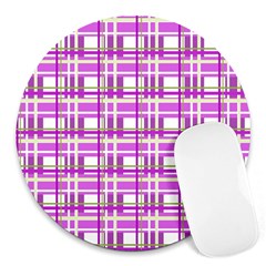 Purple Plaid Pattern Round Mousepads by Valentinaart