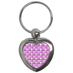 Purple Plaid Pattern Key Chains (heart)  by Valentinaart